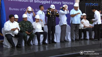 Philippines crushes sports cars in Duterte graft warning