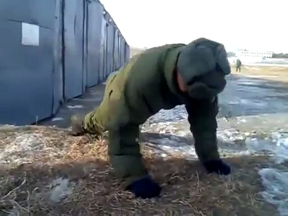 Russian Soldier Performs No-Hands Push Ups