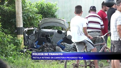Policía de transito instala retenes en carretera del Progreso