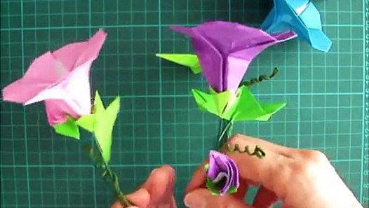 折り紙 あさがおの花 立体 折り方 Niceno1 Origami Flower Morning Glory Tutorial Video Dailymotion