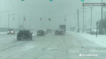Heavy snow band adding to snowfall total in Flint, Michigan
