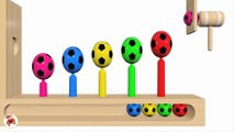 Learn Colors With Soccer Balls  Hammer Xylophone for Children - Colors Balloons Balls for Kids