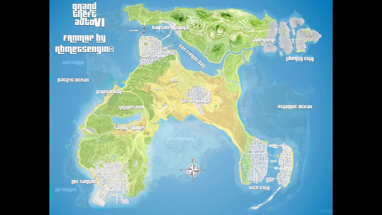 AMAZING All GTA Cities Concept Map! Featuring Las Venturas, San Fierro, Vice City & Liberty City!