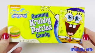 Learn Alphabet w/ Sponge Bob Gummy Candy Krabby Patties ABC Song for Kids abcdefghijklmnopqrstuvwxyz