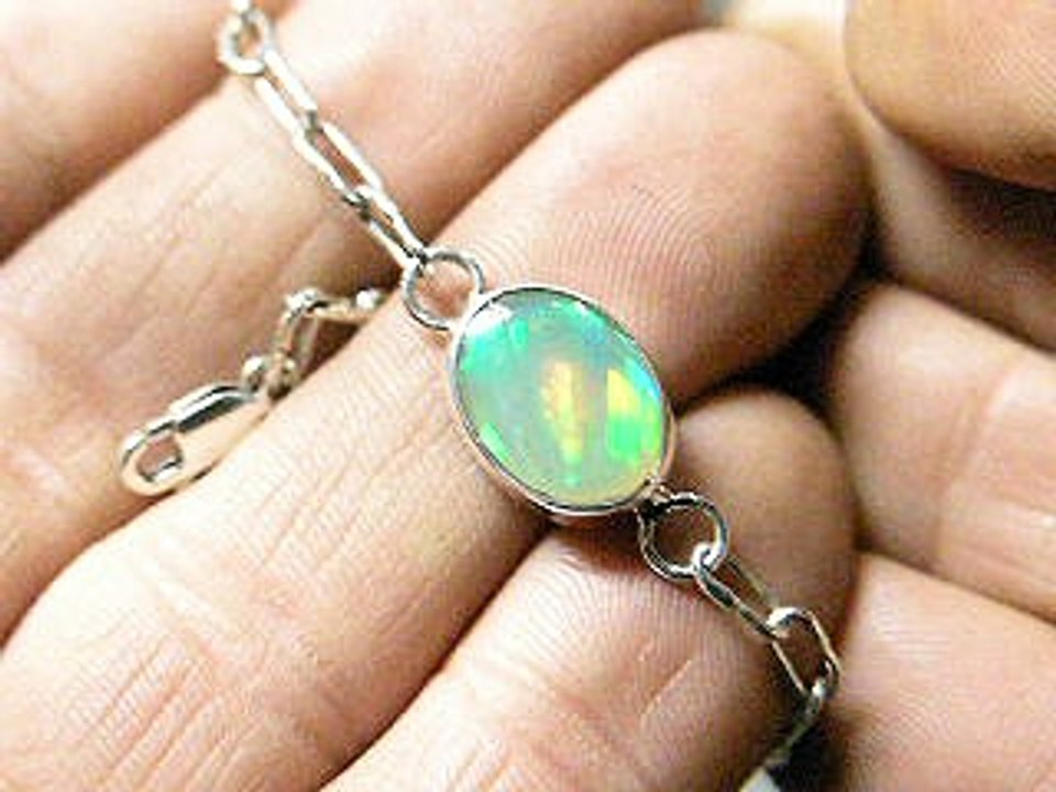 Sterling Chain Bracelet Ethiopian Opal Ebay