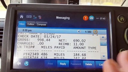My first paycheck at Swift Transportation as dedicated reefer driver