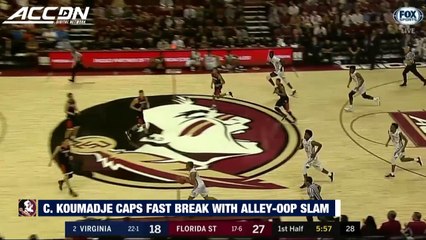 FSU's Christ Koumadje Hammers Dunk On Fast Break vs. UVA