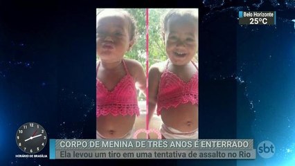 Pais enterram menina de três anos morta em assalto no Rio