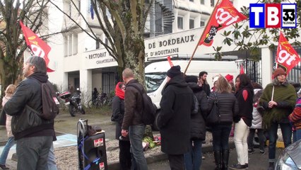 rassemblement devant le réctorat de Bordeaux les AVS ET EVS  sont en colère rencontre avec dominique Marchal