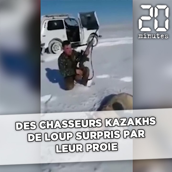 Des chasseurs Kazakhs de loups surpris par leur proie