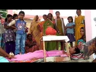 urn placed on the chest and worshiping the godess