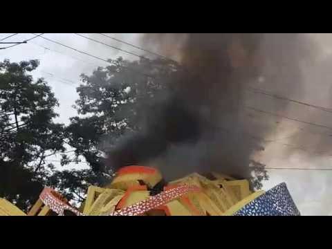 fire on durga puja pandal in ranchi