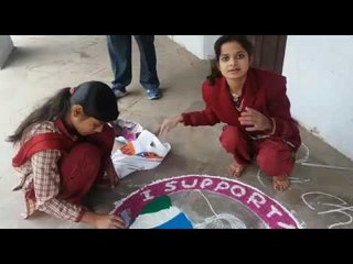 gonda gals made rangoli and said we are with modi