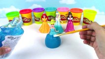 DIY Play Doh Glitter Disney Princess Dresses Magiclip Modeling Clay for Kids Elsa, Ariel
