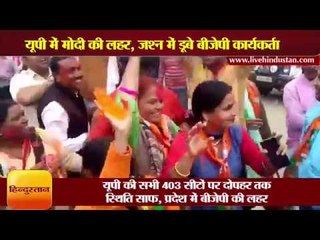 BJP takes heavy lead in UP, Candidates started celebration