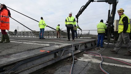 Soulèvement de chaussée sur le pont de Lixhe