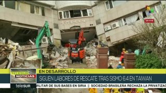 Continúan las labores de rescate tras sismo de 6,4 en Taiwán