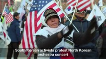 Queues, protests as North Korean orchestra performs in South