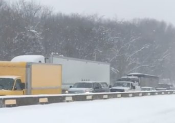 Lines of Cars Stuck Behind Multi-Vehicle Pile Up on I-94