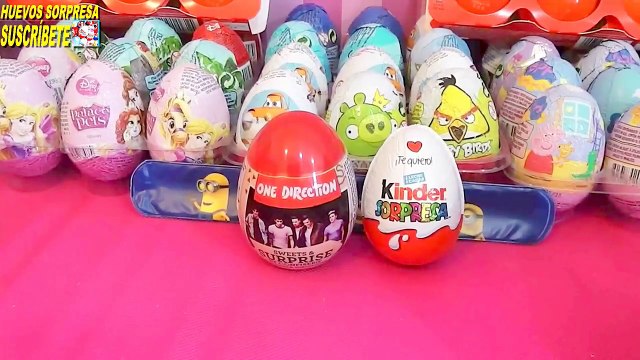 3 huevos sorpresa de los minions, one direction y huevito sorpresa kinder en español castellano new