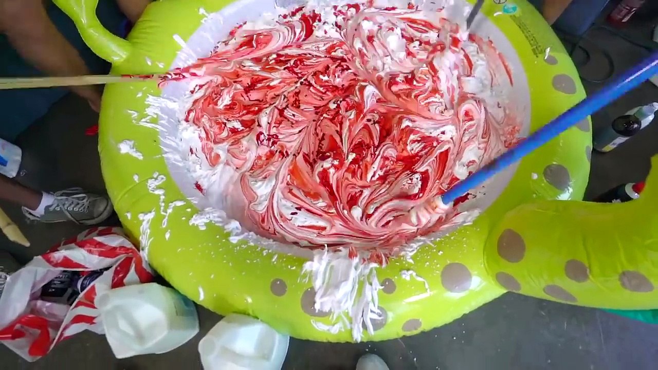 Filling A Mini Pool With Bubble Gum Slime! (Lava)