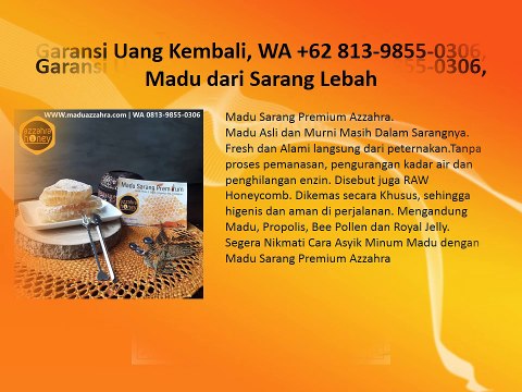 Garansi Uang Kembali, WA +62 813-9855-0306, Madu dari Sarang Lebah