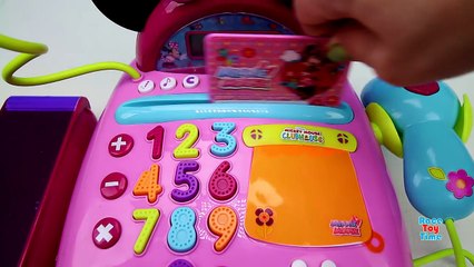 Minnie Mouse Shopping Shopkins, surprise eggs with BowTique Electronic Cash Register