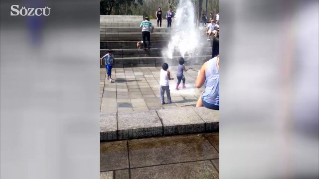 Çocuk metrelerce havaya savruldu