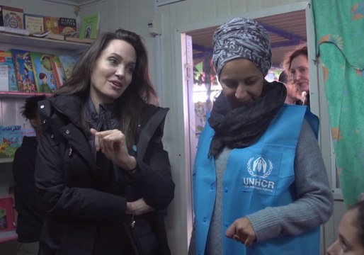 Angelina Jolie Meets With Displaced Syrians in Refugee Camp