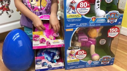 GIANT PAW PATROL TOYS SURPRISE EGG Opening PawPatrol Marshall & Skye Zoomers Kinder Egg Surprises