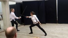 girls in swordfight stage