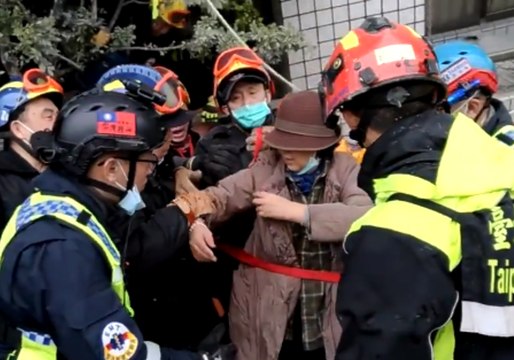 Woman Rescued from Rubble Following Deadly Taiwan Earthquake