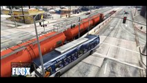 GTA5 列車 vs バス＆ゴミ収集車の7重壁 電車 Train vs Huge Truck Wall (7 Buses and Dusters) -GTAV 実況プレイ