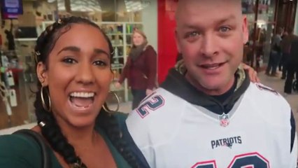 Fumble Host Krystle Rich TRICKS Patriots Fans into Singing the Eagles Song at Super Bowl 52