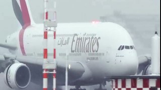 AIRBUS A380 LOW VISIBILITY LANDING during SNOWFALL