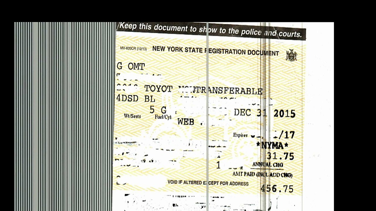 How a new York state registration looks like