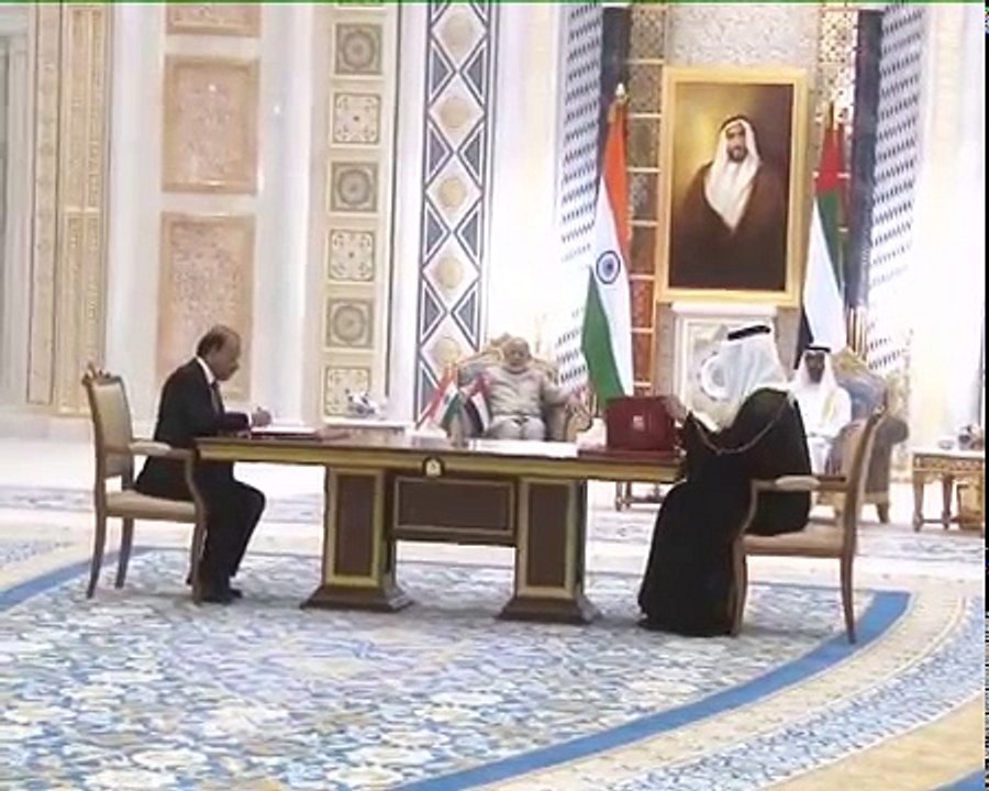 PM Narendra Modi & Crown Prince of Abu Dhabi, Mohammed bin Zayed Al Nahyan at Exchange of Agreements