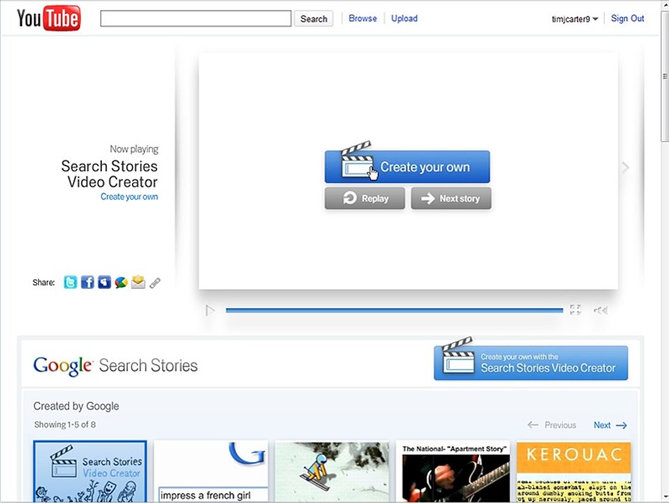 Create A video using youtube search stories