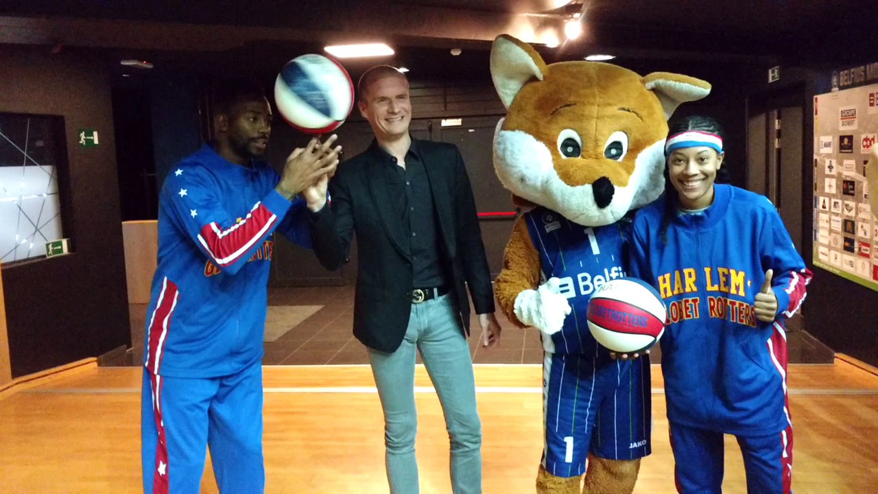 Les Harlem Globetrotters en promotion de leur spectacle à Mons-Hainaut 2