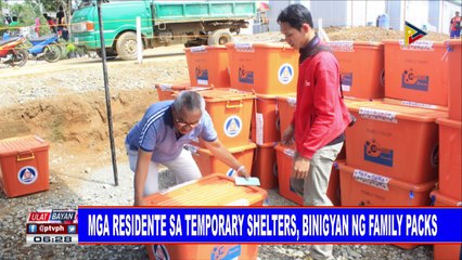 Mga residente sa temporary shelters, binigyan ng family packs