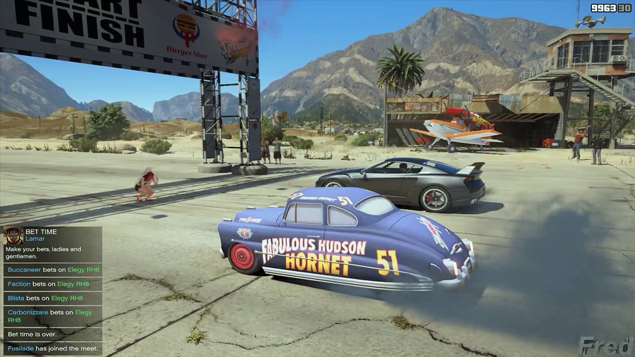 Doc Hudson FABULOUS HUDSON HORNET Vs McQueen, Chick Hicks (GTA 5 Mods)