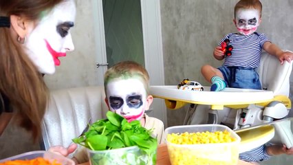 Bad Kids & Chocolate Candy Coca Cola! Johny Johny Yes Papa Baby Joker vs Joker Mom Food Fight !