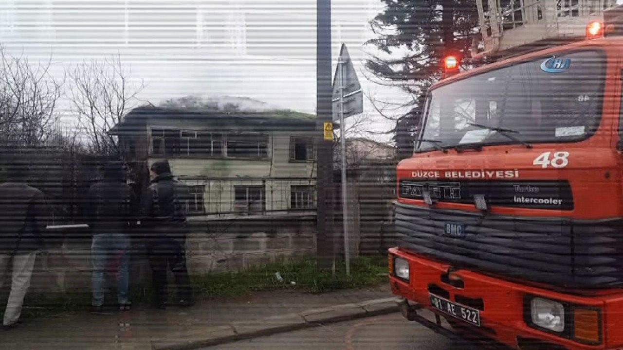 Düzce’de kullanılmayan metruk binada yangın