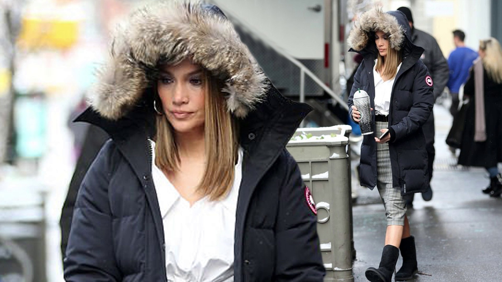 Jennifer Lopez covers up in a parka and cozy boots as she shoots Second Act in snowy New York City