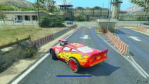 GTA V - MODIFIED LIGHTNING MCQUEEN VS CHICK HICKS, THE KING DINOCO (GTA 5 Disney Cars Mods)