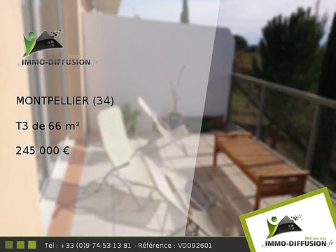 T3 A vendre Montpellier 66m2 - 245 000 Euros