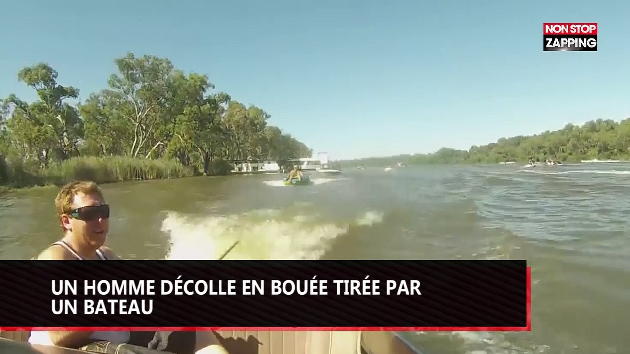 Un homme décolle en bouée tirée par un bateau (vidéo)