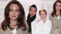 She doesn't age! Angelina Jolie, 42, is wrinkle-free as she takes Maddox and Shiloh to Bangsokol music event in New York City