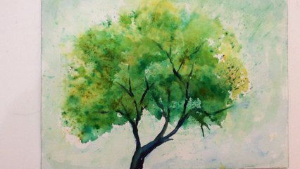 Watercolor Tutorial of a Tree, how to paint with fun techniques