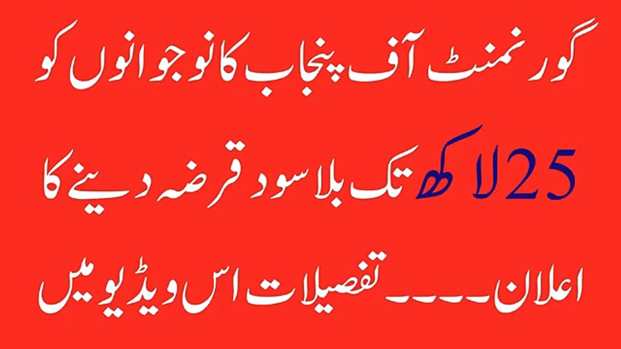 Interest Free Loans For Youth By Punjab Govt Upto 2.5 Millions